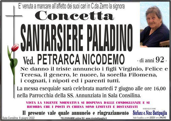 foto manifesto SANTARSIERE PALADINO CONCETTA