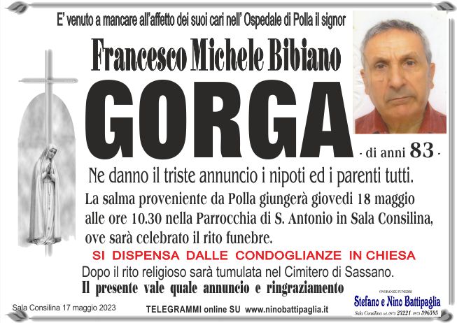foto manifesto GORGA FRANCESCO MICHELE BIBIANO