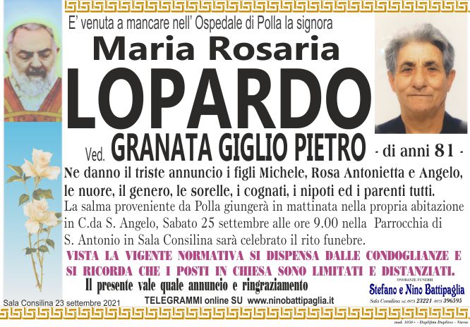 foto manifesto LOPARDO MARIA ROSARIA